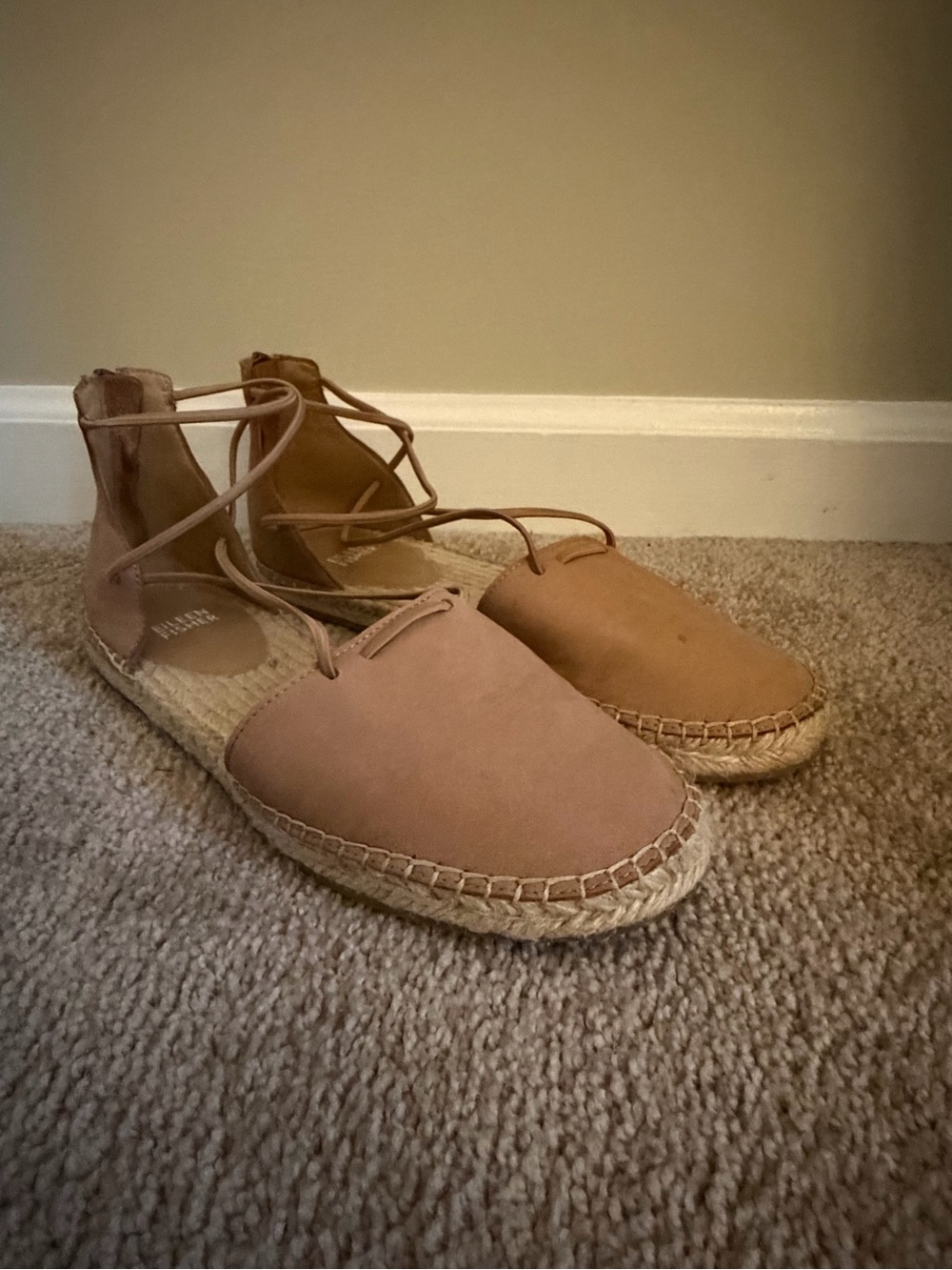 Eileen Fisher Lace-Up Espadrilles in Beige and Tan